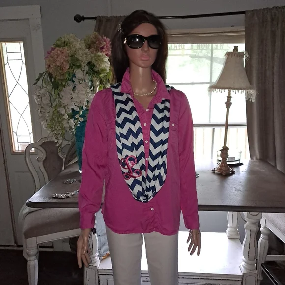 Monogram "L" scarf preppy Monogram scarf - Picture 6 of 13